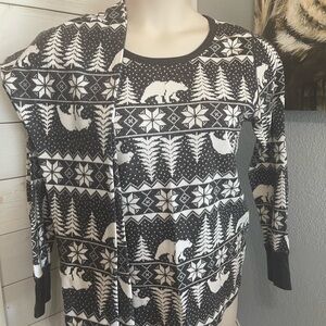 Long John Grey & White Pajama Set